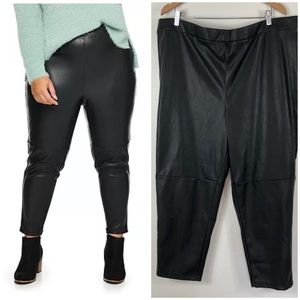 NWT Sonoma Denise Bidot 2X Black Elastic Waist Lined Vegan Leather Leggings